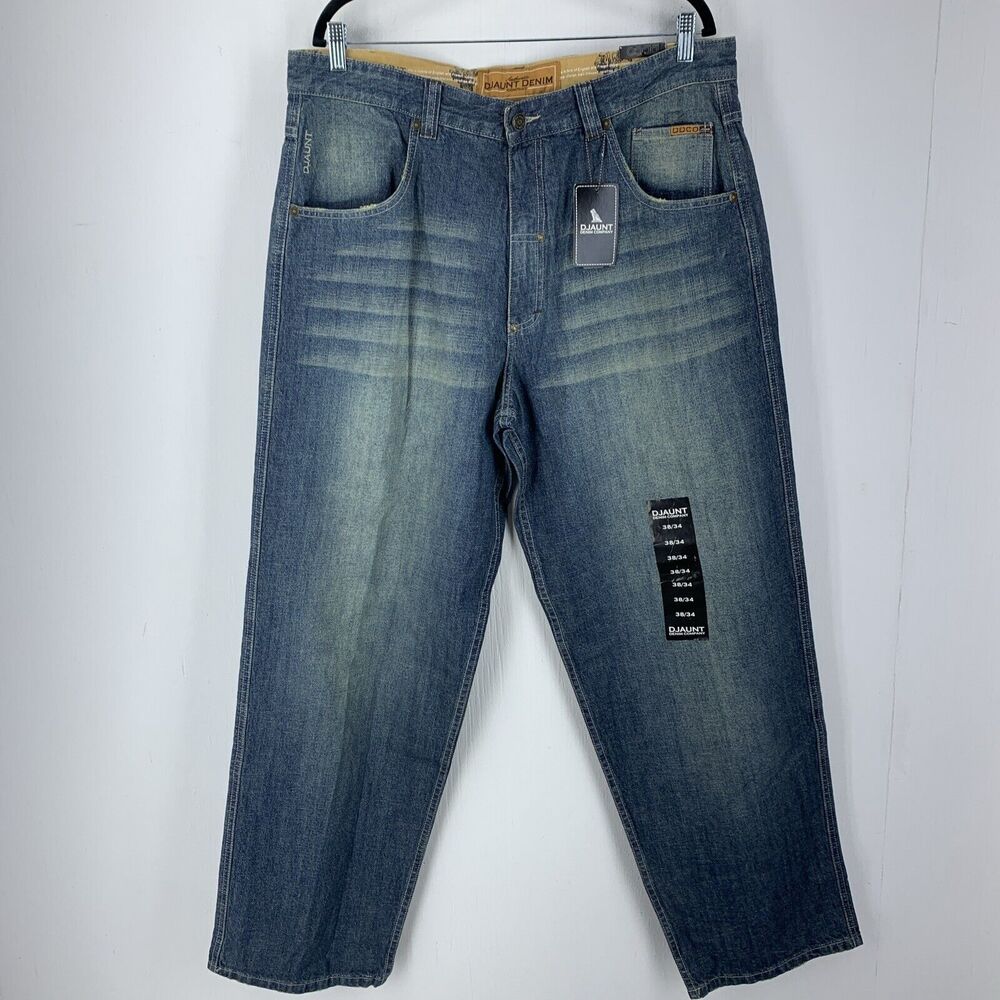 Vtg Djaunt Denim Company DDCO Mens 38x34 Baggy Y2K Grunge Skater Street Wear NEW